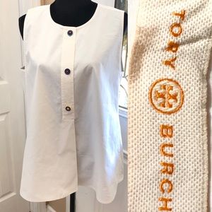 TORY BURCH SHORT SLEEVE TOP DECORATIVE BUTTONS